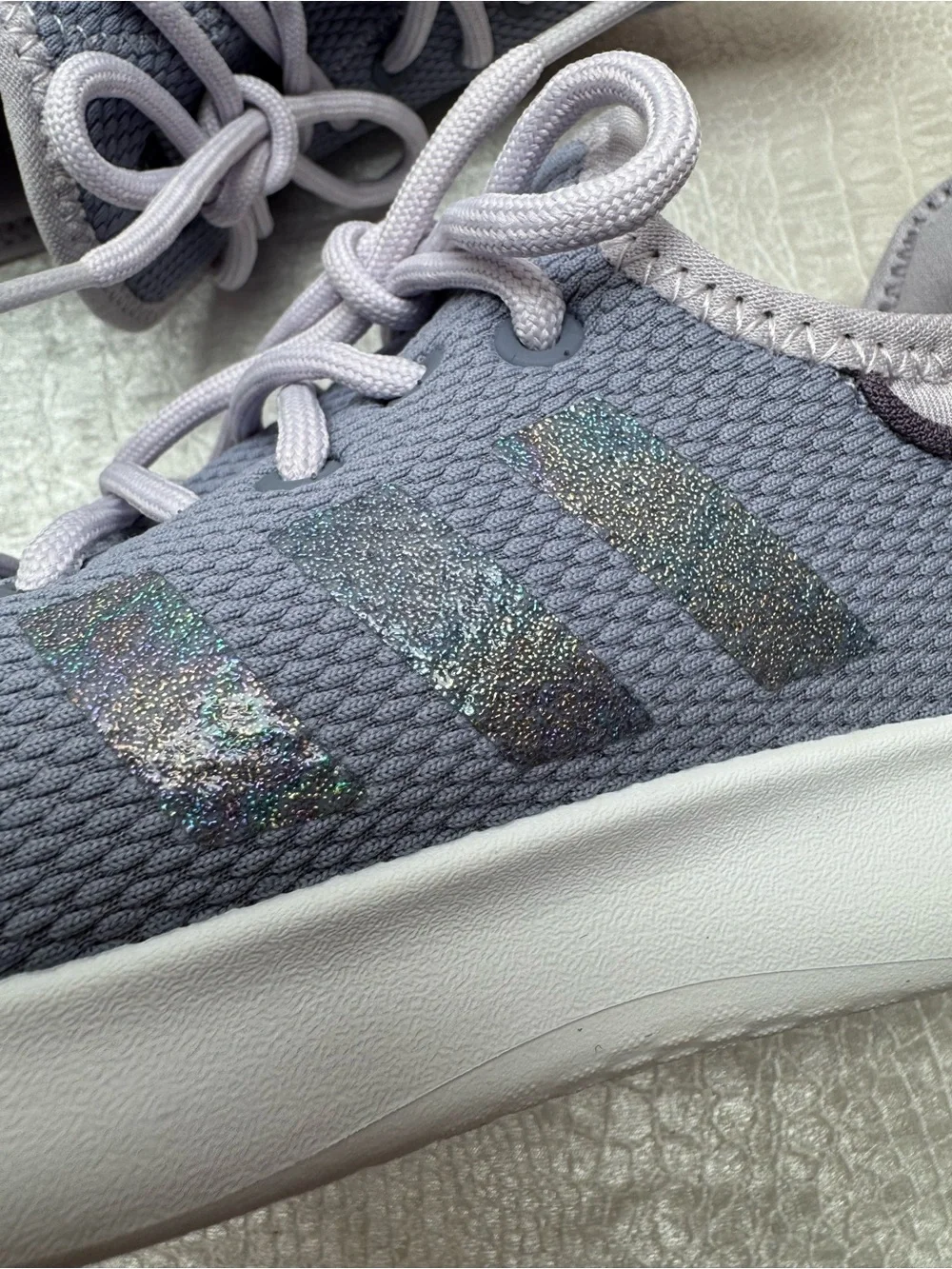 Adidas Cloudfoam Silver Violet Pure Big Kid Size 3 shoes